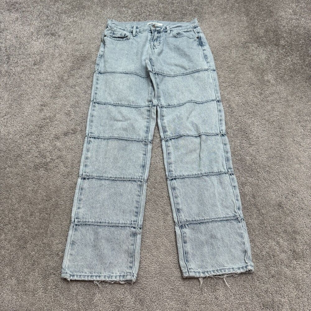 PacSun Low Rise Straight Leg Denim Jeans Womens 24 Blue Light Wash Seamed Casual